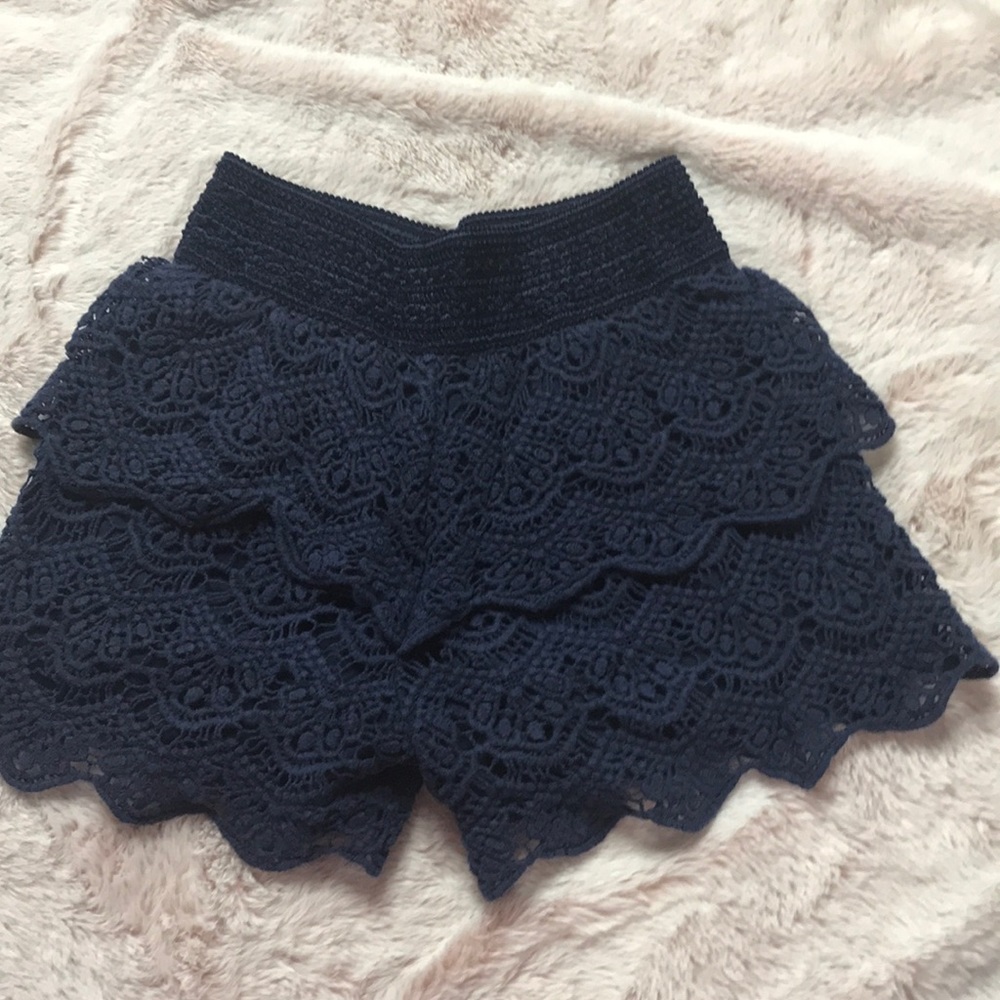 Navy blue crochet shorts
